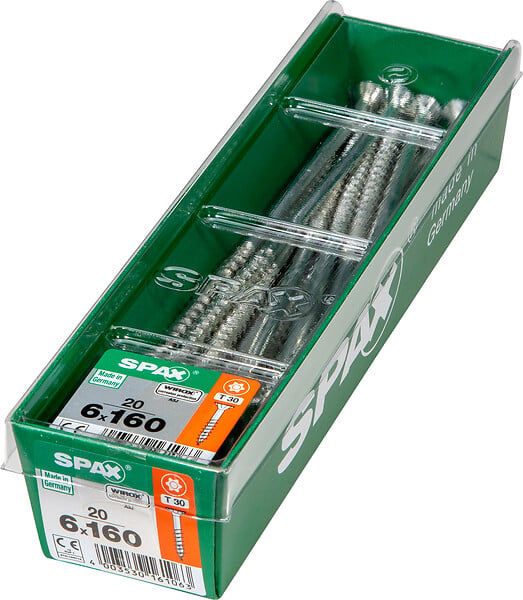 SPAXFRANCE - Vis à bois universelles - 20 pièces - Diam.6xH.160mm - large