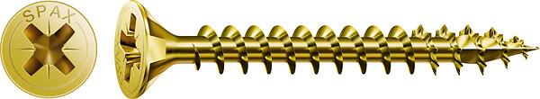 SPAXFRANCE - Vis universelle zingué jaune - 100 pièces - Diam.3,5xH.25mm - large