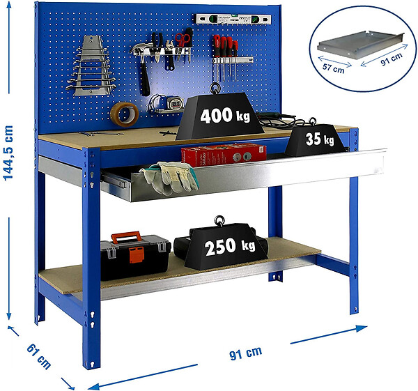 SIMON RACK - SimonRack - Kit Etabli avec tiroir 1440x900x600mm - BT-2 BOX 900 Bleu SIMONRACK - large