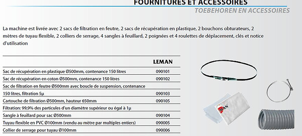 LEMAN - Aspirateur à copeaux triphasé 300 L LEMAN ASP302T - large