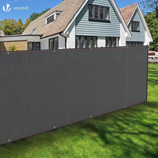 VOUNOT - Brise vue occultant en HDPE 230g/m² 1.5x10m avec attaches de fixation gris - large