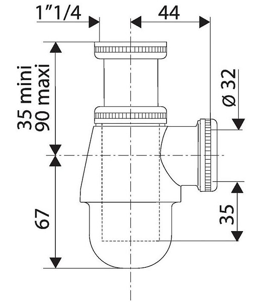 VALENTIN - Valentin - Siphon Bidet-lavabo Réglable En Laiton Chromé - large