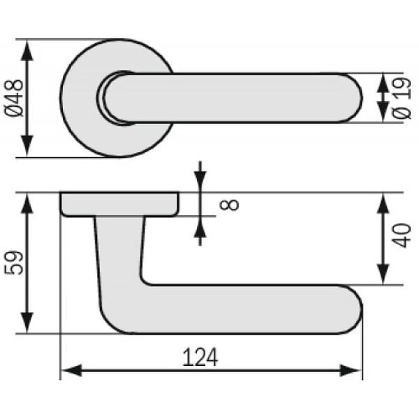 VACHETTE - Béquille double seule blanche pour Ensemble sur plaque ou rosace en polyamide - ARCOLOR 710 - large