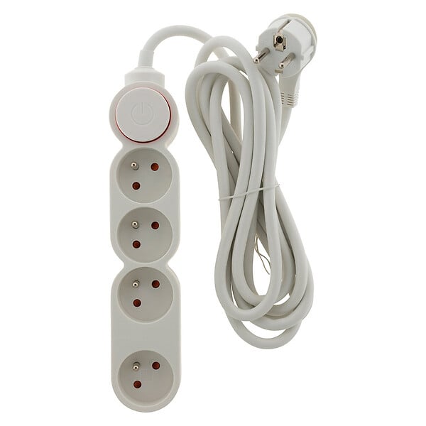 ZENITECH - Bloc Home 4 prises 16A 2P+T câble 3m - Blanc - Zenitech - large