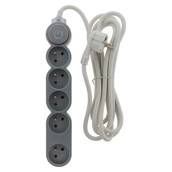 ZENITECH - Bloc Home 5 prises 16A 2P+T câble 3m - Argent - Zenitech - large