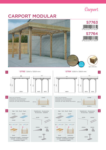 SOLID - Carport camping-car épicéa - Marron - L.606xl.506xH.400cm - large