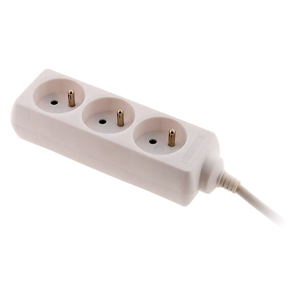 ZENITECH - Bloc 3 prises avec fiche extra plate - Blanc - 1m - Zenitech - large