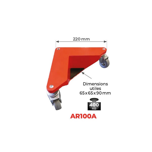 STOCKMAN - Jeu de 4 Coins roulants AR100A aluminium 400kg dimensions utiles 65x65x90mm Stockman - large