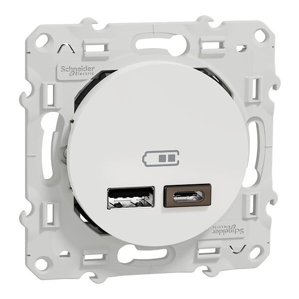SCHNEIDER ELECTRIC - Prise USB double Odace - Blanc - 12W - large