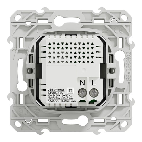 SCHNEIDER ELECTRIC - Prise USB double Odace - Blanc - 12W - large