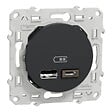 SCHNEIDER ELECTRIC - Prise USB double - Type A+C - Odace - Anthracite - 12W - vignette