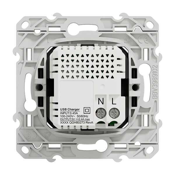 SCHNEIDER ELECTRIC - Prise USB double - Type A+C - Odace - Anthracite - 12W - large