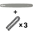GT GARDEN - Guide 18 pouces (45 cm) avec lot de 3 chaînes 72 maillons pour tronçonneuse - vignette