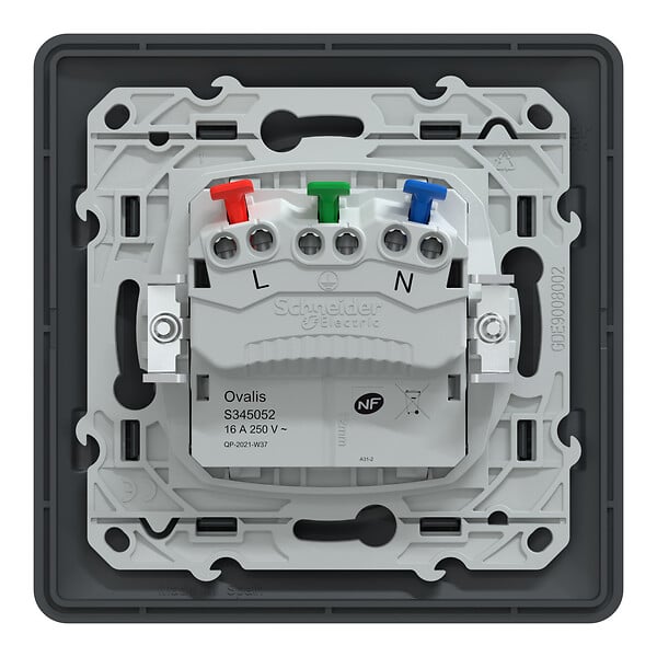 SCHNEIDER ELECTRIC - Prise 2P+T Ovalis Monobloc affleurante polycarbo Anthracite - large