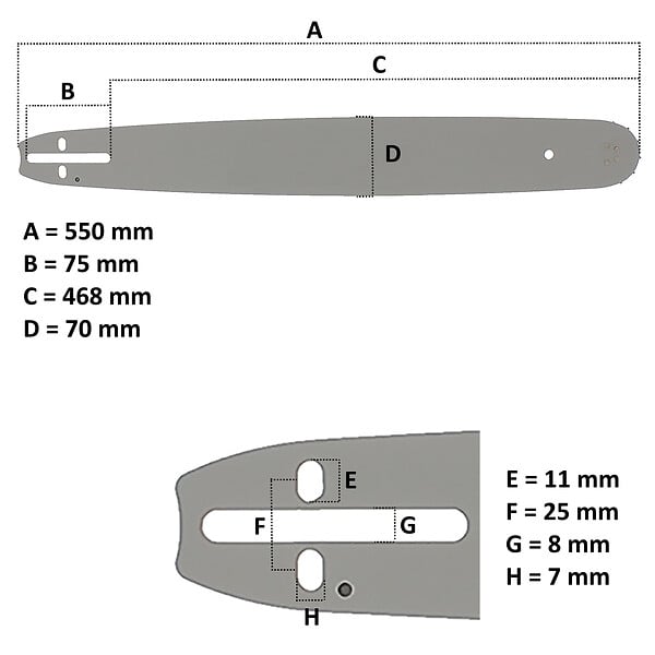 GT GARDEN - Guide 20 pouces (50 cm) pour tronçonneuse - large