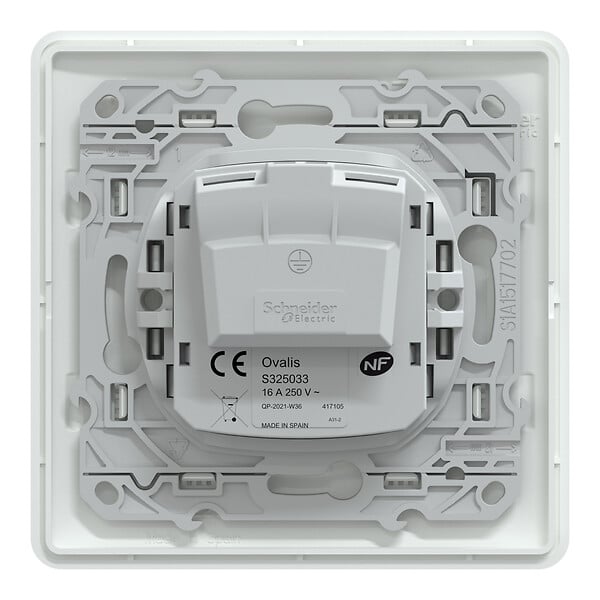 SCHNEIDER ELECTRIC - Prise de courant 2P 16A - Ovalis Bornes vis - Blanc - large