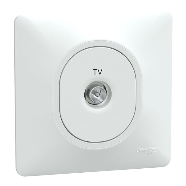 SCHNEIDER ELECTRIC - Prise TV simple Ovalis - Monobloc - Blanc - large