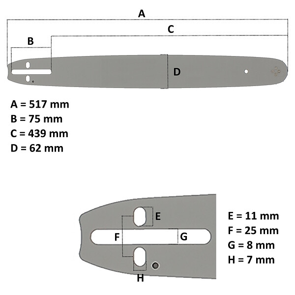 GT GARDEN - Guide 18 pouces (45 cm) avec chaîne 72 maillons pour tronçonneuse - large