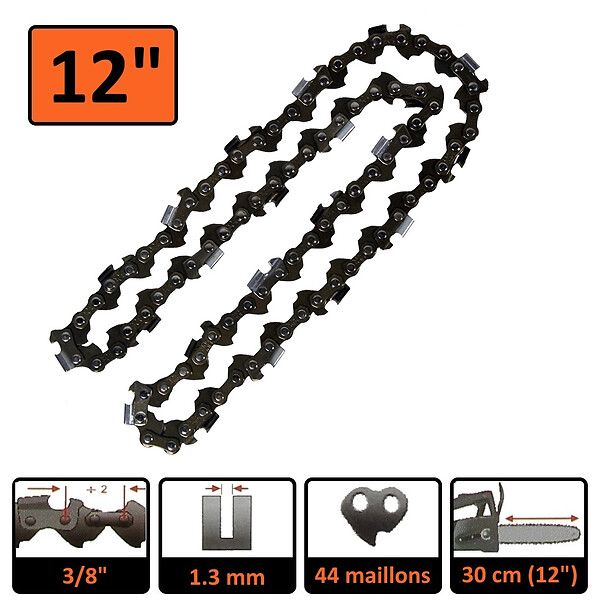 GT GARDEN - Guide 12 pouces (30 cm) avec chaîne 44 maillons pour multifonction 4 en 1 et outil sur perche - large