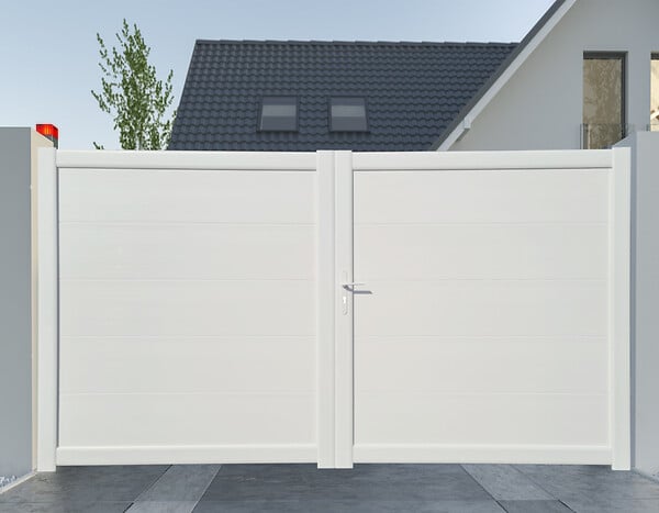 MOREY - Portail battant PVC Palma - Blanc - L.300xH.165cm - large