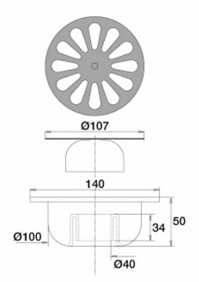 VALENTIN - Siphon de sol pour douche ABS chromée 140 x 140mm avec grille - VALENTIN - 00 462300 000 00 - large