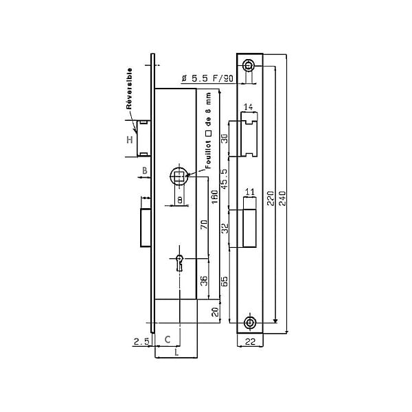 METALUX - Serrure modèle n2 - large