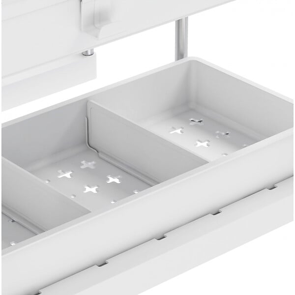 SECURY-T - Rangement sous evier- Étagère cuisine - Blanc - 2 niveaux et tiroir Lot de 2 - large