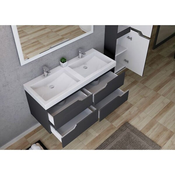 DISTRIBAIN - Meuble de salle de bain CALABRO 1200 Gris Anthracite - large