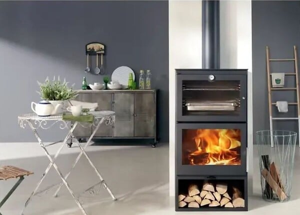 PANADERO - Poêle à bois avec four - Acier - Cook - Anthracite - 7,1kW - large