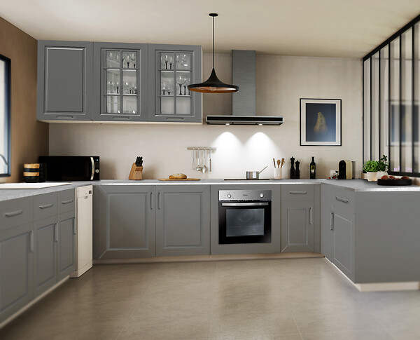 Porte avec tiroir de meuble de cuisine - Satin - H.70xl.60cm - large
