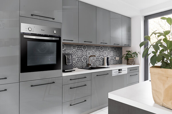 Façade de cuisine Lenna - Gris clair brillant - H.70xL.15cm - large