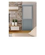 GD MENUISERIES - Porte Coulissante Athena Gris Clair Vitrée H204 x L73 cm, Rail Alu Bandeau blanc, Coquilles - vignette