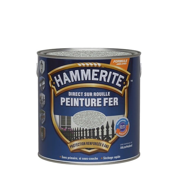 HAMMERITE - Peinture Direct sur Rouille - Forge Acier brosse - 2,5L - large