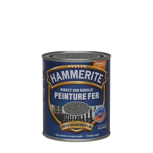 HAMMERITE - Peinture antirouille Direct sur Rouille - Gris Zinc - 0,75L - large