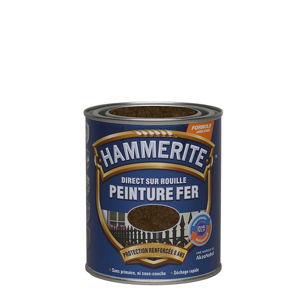 HAMMERITE - Peinture antirouille Directe - Châtaigne - Martelée - 0,75L - large