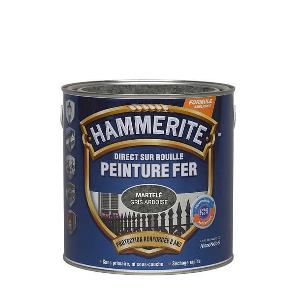 HAMMERITE - Peinture antirouille martelée - Gris Ardoise - 2,5L - large