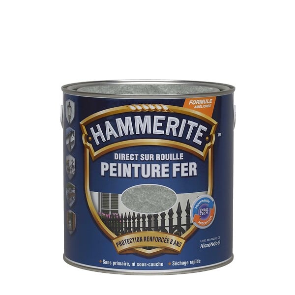 HAMMERITE - Peinture antirouille martelée - Gris Argent - 2,5L - large