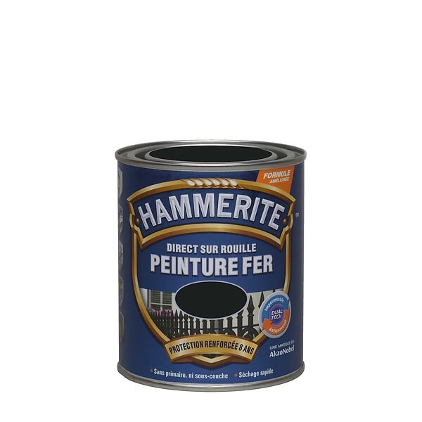 HAMMERITE - Peinture antirouille - Direct sur rouille - Noir - 0,75L - large
