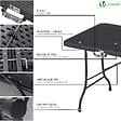 VOUNOT - Table de camping pique nique pliable 180cm HDPE polyrotin noire - vignette