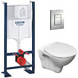 GROHE - Pack WC Bâti Autoportant Rapid SL + WC suspendu Jika Neo avec abattant + Plaque chrome (ProjectS-LinePro-1) - vignette