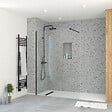 AURLANE - Paroi de Douche 140x195 cm en Verre Trempé 5 mm - Finition Noire - DARK ELEMENTARY - vignette