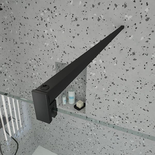 AURLANE - Paroi de Douche 140x195 cm en Verre Trempé 5 mm - Finition Noire - DARK ELEMENTARY - large