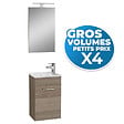VITRA - Vitra  Lot de 4 Meubles Mia  39x61x28 cm pour salle de bain avec miroir, lavabo et éclairage LED, Cordoba (MIASET40C-GVP04) - vignette
