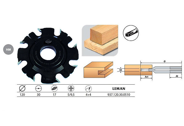 LEMAN - Fraise à  Rainer Extensible D.120 Al.30 Ep.5 à  9,5 Z4+4 Hm Leman - large