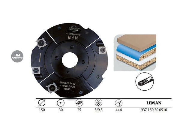 LEMAN - Porte-outils à  rainer extensible diam. 150 Ep. 5/9,5 z4+4 937.150.30.0510 Leman - large