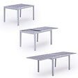 HAPPY GARDEN - Salon de jardin LAMPEDUSA extensible en textilène gris 10 places - aluminium blanc - vignette