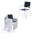 HAPPY GARDEN - Salon de jardin LAMPEDUSA extensible en textilène gris 10 places - aluminium blanc - vignette