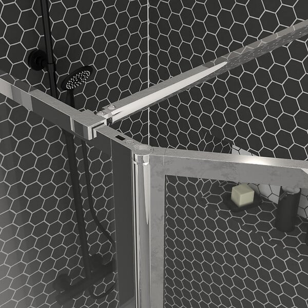 AURLANE - Paroi de Douche avec Volet Pivotant 120+40x200cm - Finition Chromée - CHROMED CONTOURING - large