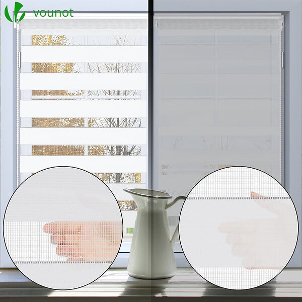 VOUNOT - Lot de 2 Store enrouleur jour nuit double 45x150cm Blanc - large