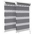 VOUNOT - Lot de 2 Store enrouleur jour nuit double 50x150cm Gris - vignette